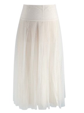 Christian Dior Cream Mid-Length Pleated Tulle Skirt 1