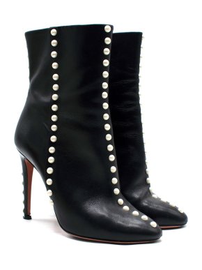 Aquazurra Firenze Black Follie Pearl Boots 1