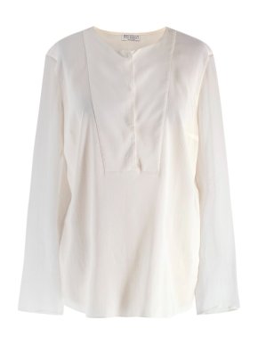 Brunello Cucinelli Cream Silk Satin Blouse 1