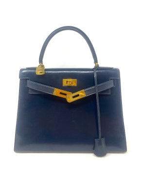 Hermes Midnight Blue Box Leather Kelly 28 1