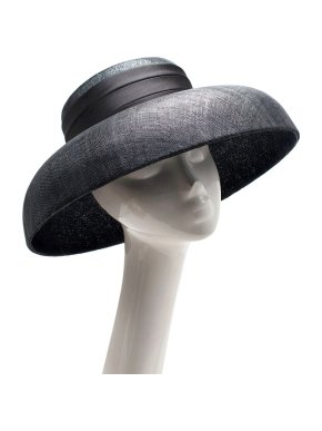 Emily London  Black Wide Brimmed Audrey Hat with Satin Bow 1