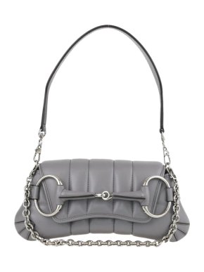 Gucci Grey Padded Leather Horsebit Shoulder Bag 1