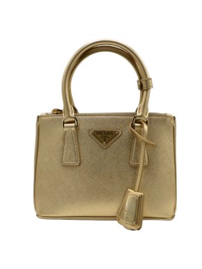 Prada Gold Metallic Saffiano Lux Small Galleria Double Zip Tote 1