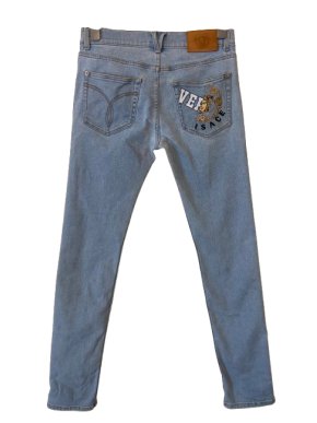 Versace Embroidered Pocket Blue Jeans 1