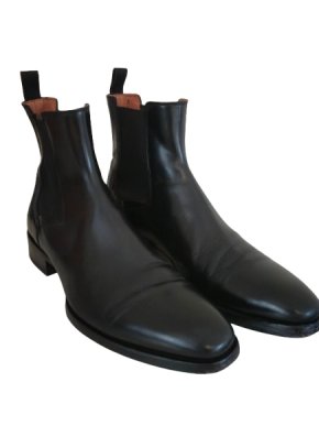 Santoni Black Leather Chelsea Boots 1