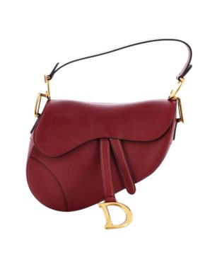 Dior Red Grained Calfskin Medium Saddle Shoulder Bag 1