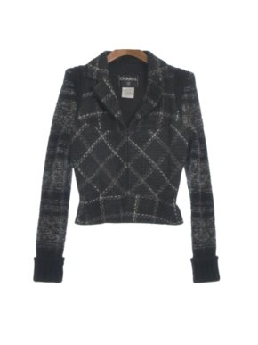 Chanel Black Tweed Zip Front Jacket 1