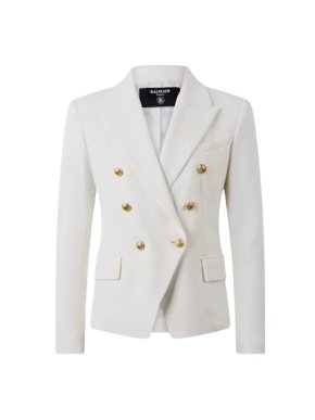 Balmain Cream Wool Double Breasted Blazer 1