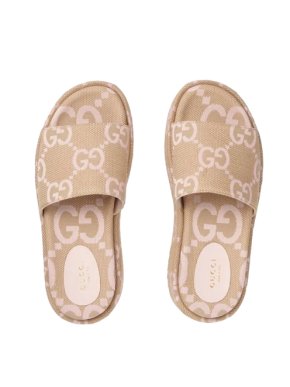Gucci Beige/Pink Angelina Platform Slides 1