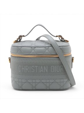 Dior Small Grey Cannage Leather 2 Way Vanity Bag 1