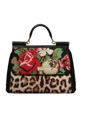 Dolce & Gabbana Embroidered/Leopard Print Miss Sicily Bag 1