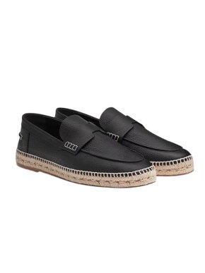 Hermes Black Leather Trip Espadrilles Size 42 1