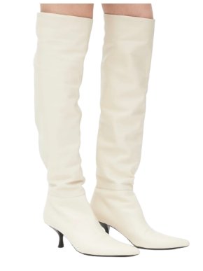 The Row Cream Calfskin Bourgeoisie Over-the-Knee Boots 1