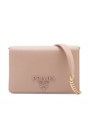 Prada Beige Saffiano Wallet On Chain 1