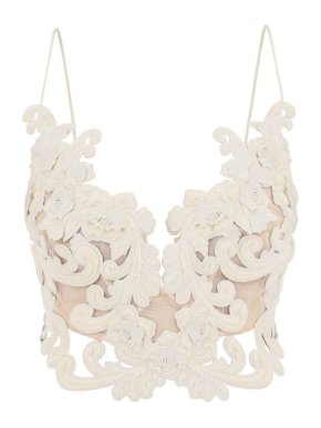 Zimmermann Cream Applique Velvet Lace Top 1