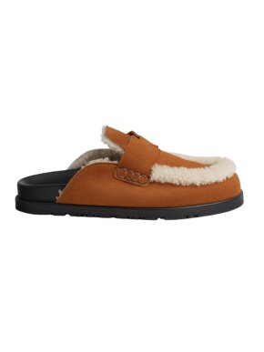 Hermes Shearling Go Mules 1