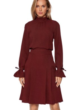 Victoria Victoria Beckham Burgundy Long Sleeved Dress 1