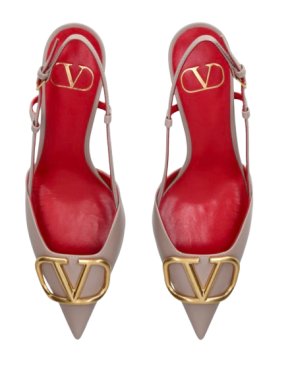 Valentino Beige Kitten Heel Sling Back Pumps 1
