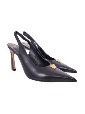 Valentino Black Leather Roman Stud Sandals 1