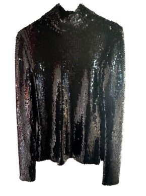 Dior High Neck Black Sequin Long Sleeved Top 1