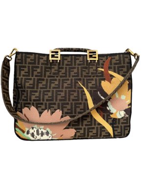 Fendi Exotic Flower Coated Canvas Shoulder Tote 1