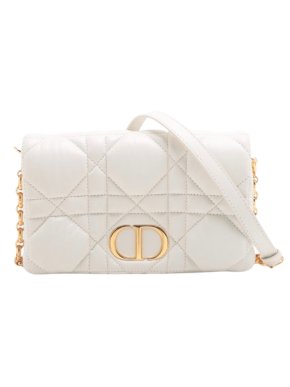 Dior White Cannage Leather Caro Shoulder Bag 1