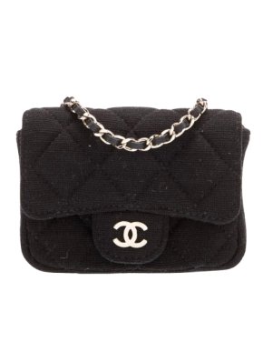 Chanel Black Jersey/Leather Micro  Belt Bag 1