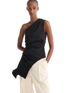 Rohe Black Wool Blend One Shoulder Top 1