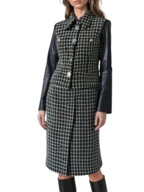 Chanel Checked Suit With Leather Sleeves 1