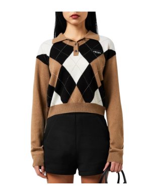 Prada Check Cashmere Polo Knit Jumper 1