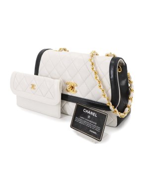 Chanel Vintage Black And White Matelasse Shoulder Bag 1