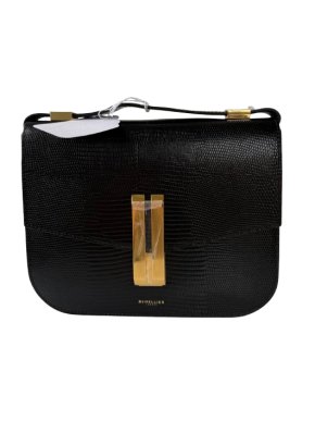 Demellier Black Faux Lizard Shoulder Bag 1