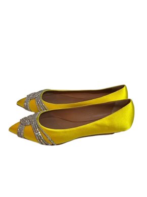 Aquazurra Yellow Satin Gatsby Ballet Pumps 1
