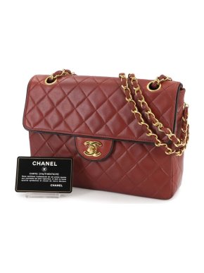 Chanel Vintage Red Matelassé Shoulder Bag 1