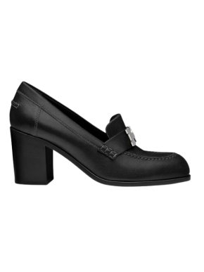 Hermes Black Goatskin Dauphine 7cms Heeled Pumps 1
