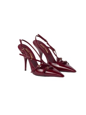 Miu Miu Strappy Burgundy Heeled Slingback Sandals 1