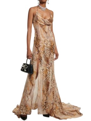 Alessandra Rich Leopard-Print Silk Georgette Gown 1