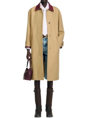 Sandro Leather Collared Trench Coat 1