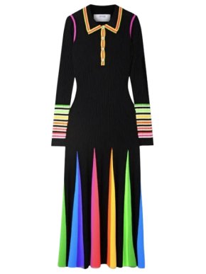 Christopher John Rogers Ribbed Wool Midi Dress 1