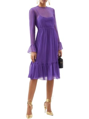 Gucci Purple Silk Chiffon Midi Dress