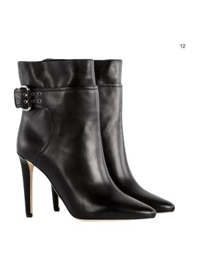 Jimmy Choo Black Leather Buckle Detail Ankle Boots