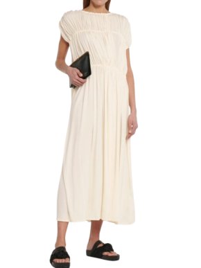 Jil Sander Cream Pleated Dress