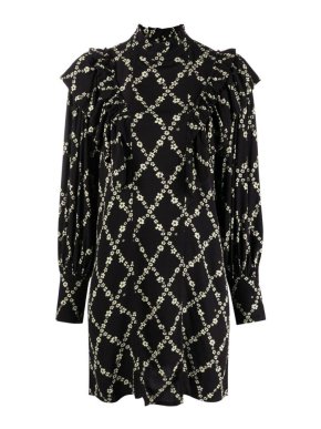 Ganni Printed Long Sleeved Dress