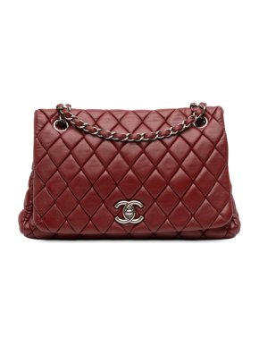 Chanel Oxblood Quilted Lambskin Large New Bubble Flap