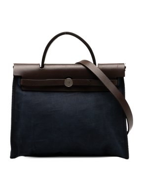 Hermes Navy Toile and Vache Hunter Herbag Zip 31