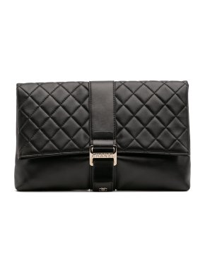 Chanel Black CC Quilted Lambskin Grip Clutch