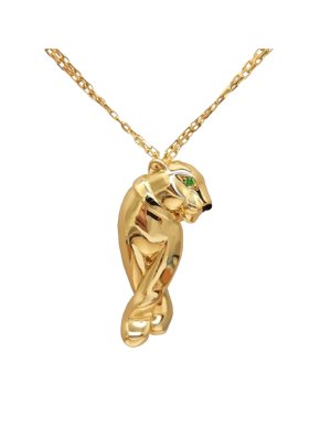 Cartier 18K Rose Gold Onyx and Tsavorite Garnet Panthère de Cartier Pendant Necklace