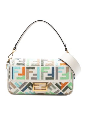 Fendi Multicoloured Zucca Embroidered Canvas Baguette Satchel