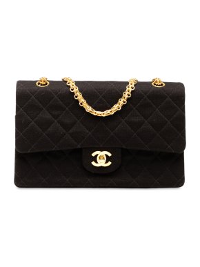 Chanel Black Medium Classic Jersey Bijoux Chain Double Flap