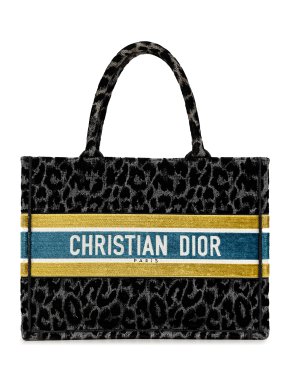 Dior Mizza Medium Embroidered Canvas Leopard Book Tote